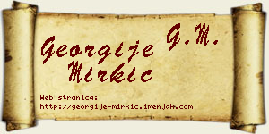 Georgije Mirkić vizit kartica